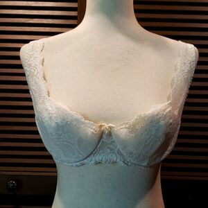 LILYETTE Balconette Bra Bridal White Lace - 38B - VTG